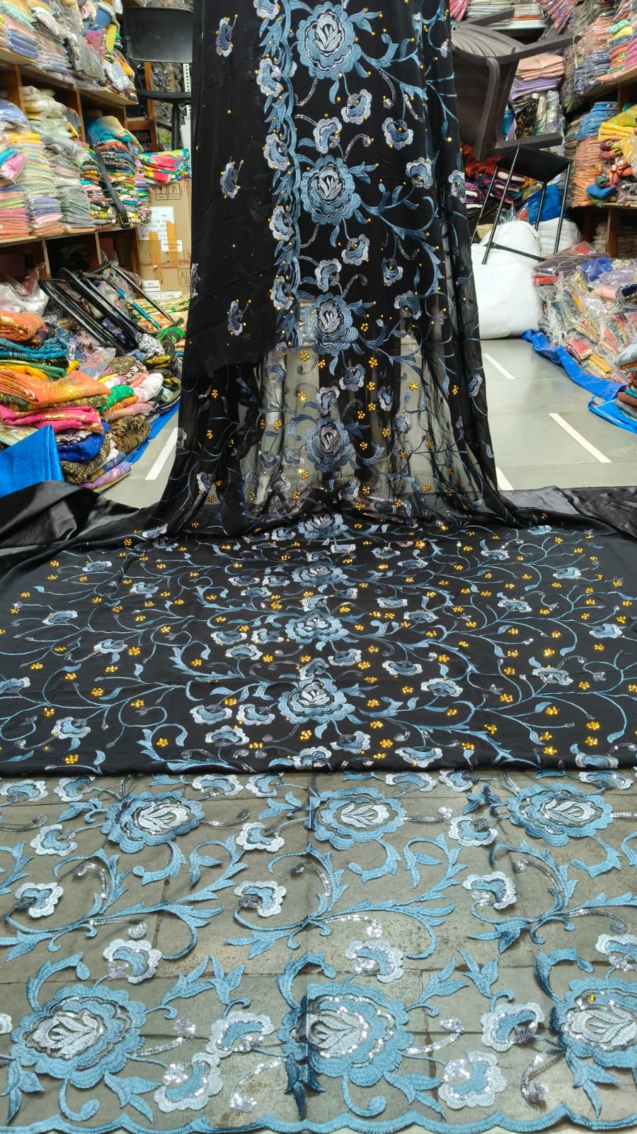 Black and blue floral Dirac