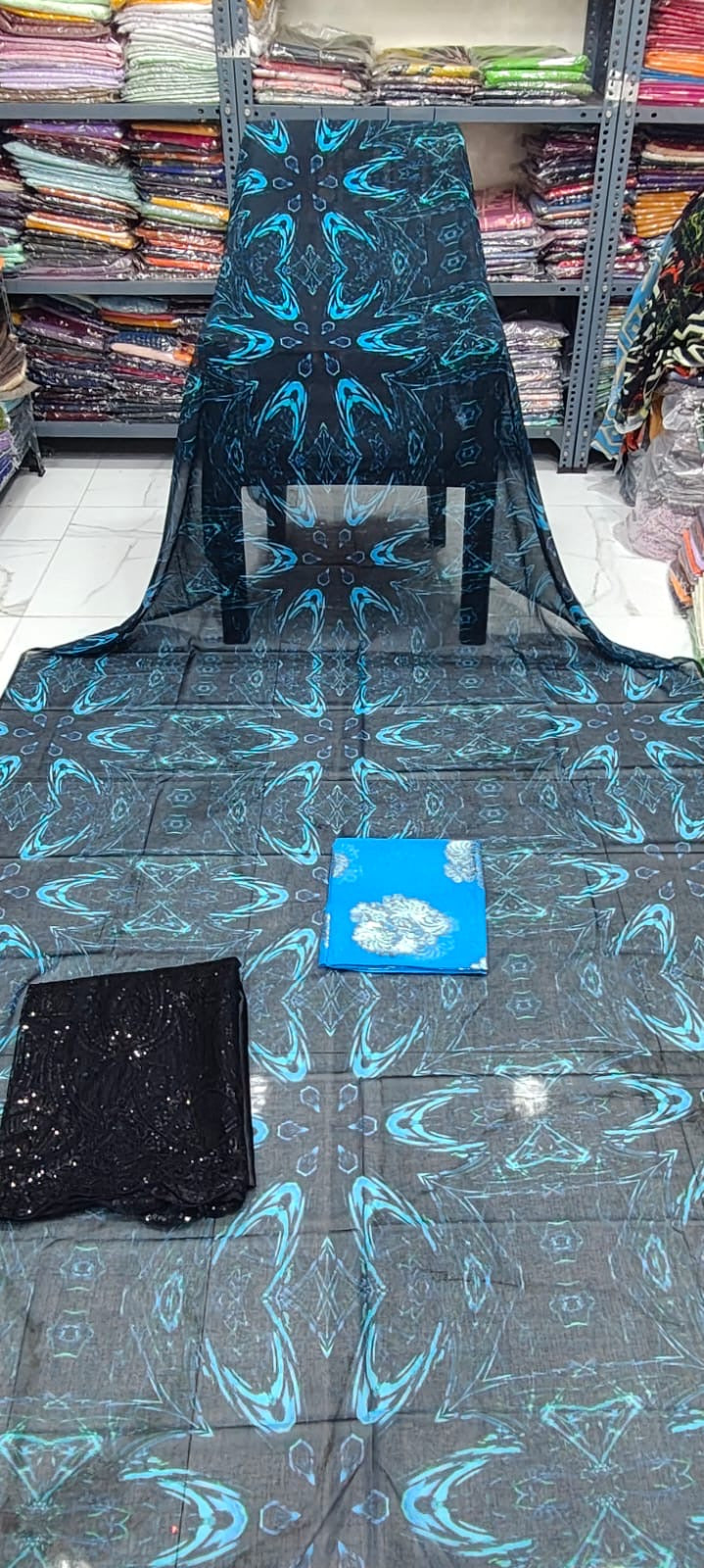 Floral blue and black Dirac