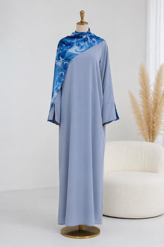 Blue Marble Abaya Set