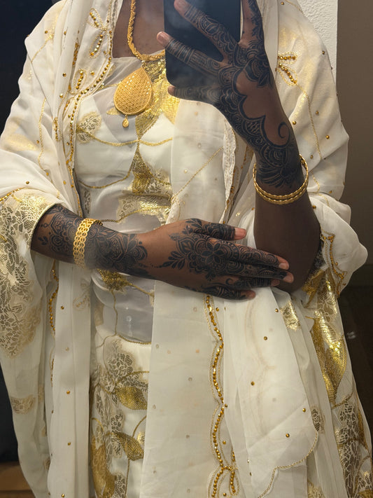 Aisha White and Gold Dirac
